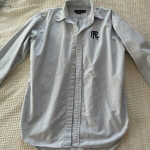 Ralph Lauren Boyfriend Fit Blue and White Striped Oversized Button-down Sz M